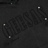Men Hoodie Washed and Worn Embroidered Letter Hooded Sweater