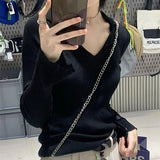 Women Long Sleeve Shirt Slim Fit V-neck Bottoming Shirt