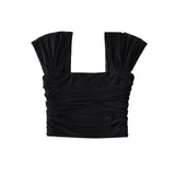 Women T-Shirt Design Mesh Stitching Short Sleeve