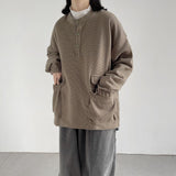 Men Hoodie round Neck Waffle Sweater Ins Loose Men and Women