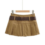 Women Skirt High Waist with Belt Pleated Skirt Tennis Skirt Skirt