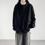 Men Hoodie round Neck Waffle Sweater Ins Loose Men and Women