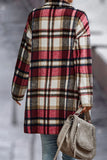Plaid Trench Coat Women's Lapel Pocket Plaid