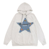 Men Hoodie Five-Pointed Star Patch Pocket Hooded Sweater