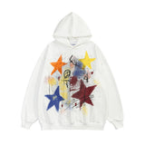 Men Hoodie Hip Hop Five-Pointed Star Graffiti Splash Ink Printed Hoodie