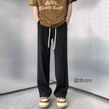 Men Sweatpants Men's Summer Pleated Loose Straight Casual Trousers