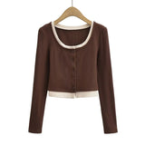 Women T-shirt round Neck Contrast Color Top Female Short-Sleeved T-shirt