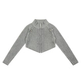 Women Sweater Women's Autumn Stand Collar Long Sleeve Zipper Sweater Coat