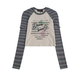 Women Long Sleeve T-Shirt Sleeve Short T-shirt Letter Crew Neck Girls' Summer Top