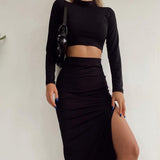 Women Co-Ord Set Autumn Sexy Long Sleeve Top Suit