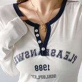 Women T-Shirt Autumn Women's Short T-shirt Fashion Slim Top