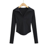 Women T-Shirt Short T-shirt for Women Spring and Autumn Slim Long Sleeve Top