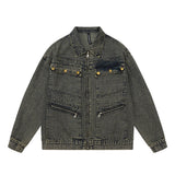 Men Denim Jacket Washed Distressed Dyed Denim Jacket Denim Coat Coat Autumn