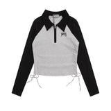 Women Long Sleeve T-Shirt Long Sleeve T-shirt Half Zipper Sleeve Women's Short