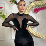 Women Jumpsuit Back Zipper Slim Fit Solid Color Jumpsuit