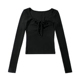 Women T-Shirt Spring and Autumn round Neck Slim-Fit Long-Sleeved T-shirt for Women