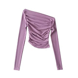 Women T-Shirt Long-Sleeved T-shirt Women's Stretch Solid Color Bottoming Shirt Autumn