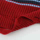 Women Sweater Short Hood Knitted Girls' Fall Color-Blocking Sweater
