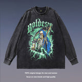 Men Long Sleeve Shirt Distressed Bottoming Long Sleeve T-shirt Men and Women Vintage