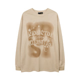 Men Long Sleeve Shirt Dark Series Graffiti Printing Upper Clothes Long Sleeves T-shirt Men and Women