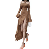 Women's Desses Dress Ruffled Slit Dress for Women