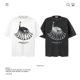 American vintage street T-shirt pure cotton abstract fun print men and women summer loose