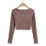 Women T-shirt Short-Sleeved T-shirt Women's Autumn High Waist Top