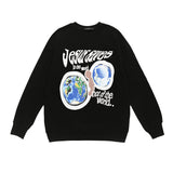 Men Long Sleeve Shirt Loose round Neck Sweater Male Letter Top Autumn