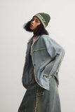 Unisex Jacket Autumn Burrs Washed Denim Jacket