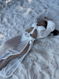 Women Sweater Dress Long Sleeve Knitted Two-Piece Seaside Skirt
