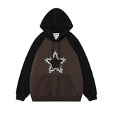 Men Hoodie Hooded Sweaters Menswear Loose Contrast Color Long Sleeves