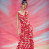 Women Desses Retro V-neck Summer Dress Beach Dress