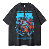 Portgas D Ace T-shirts Vintage Washed Anime T Shirt Luffy