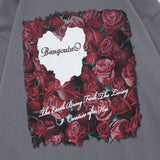 Men Hoodie Hooded Sweater Men's Printed Heart-Shaped Rose Loose Hoodie