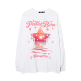 Men Long Sleeve Shirt Puff Print Couple Long Sleeve T-shirt Loose Men and Women