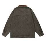 Men Denim Jacket Washed Distressed Denim Clothing Men Vibe Lapel Jacket