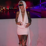 Women Dresses Summer Sexy Backless Hooded Sheath Dress