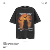 American vintage street T-shirt summer men's loose pure cotton