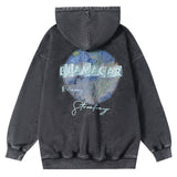 Men Hoodie Washed and Worn Hooded Sweater Men Autumn and Winter Loose Printed