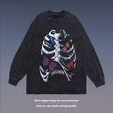 Men Long Sleeve Shirt Hiphop Vintage Graffiti Long Sleeve Bottoming T-shirt Men and Women Hip Hop