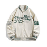 Varsity Jacket Vintage Autumn Embroidery Baseball Uniform Casual Suede Jacket Men's Jacket