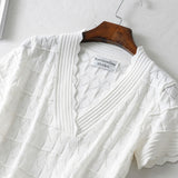 Women T-Shirt Spring/Summer V-neck Short-Sleeved Knitted Bottoming Shirt T-shirt