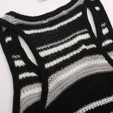 Women Vest Striped Color Matching Knitted Short Vest Summer Letter Vest