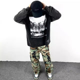 Men T-shirts "Three Gods Redemption Judgment" Washing Water Old Short Sleeve Crew Neck Loose