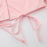 Women Long Sleeve Shirt Girls' Spring and Autumn Solid Color Casual Long Sleeves Button Shirt