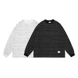 Unisex Hoodie Striped Loose Long Sleeve T-shirt round Neck Sweater