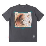 Men T Shirt Astronaut Print Hiphop Trendy Summer Short Sleeve T-shirt Men and Women