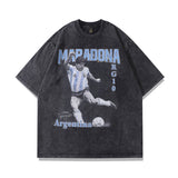 Men T Shirt Printed Distressed Short Sleeve T-shirt Men's Fashion Brand Loose Washed-out Half Sleeve