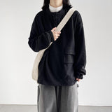 Men Hoodie round Neck Waffle Sweater Ins Loose Men and Women