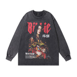 Men Long Sleeve Shirt Vintage Washed and Worn Long Sleeve T-shirt Men's and Women's Oversize Top Autumn